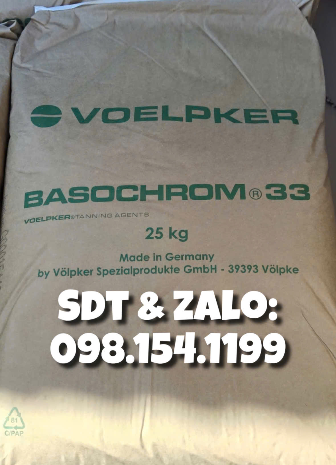 Bao bì Chromium Sulphate hàng Đức dùng trong công nghiệp thuộc da, xi mạ